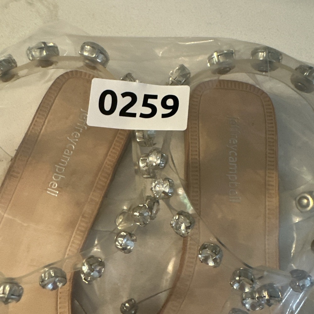 Jeffrey Cambell Amaryl Crystal Rhinestone Sandal size 39 US 8 Slides Clear Vinyl - Picture 8 of 9